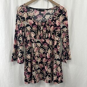 JTB Vintage Babydoll Milkmaid Bell Sleeve Pink Floral Top Womens M? Romantic